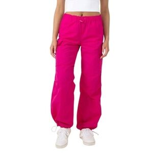 LOVETREE Vibrant Pink Nylon Windbreaker Drawstring Pants, Size L
